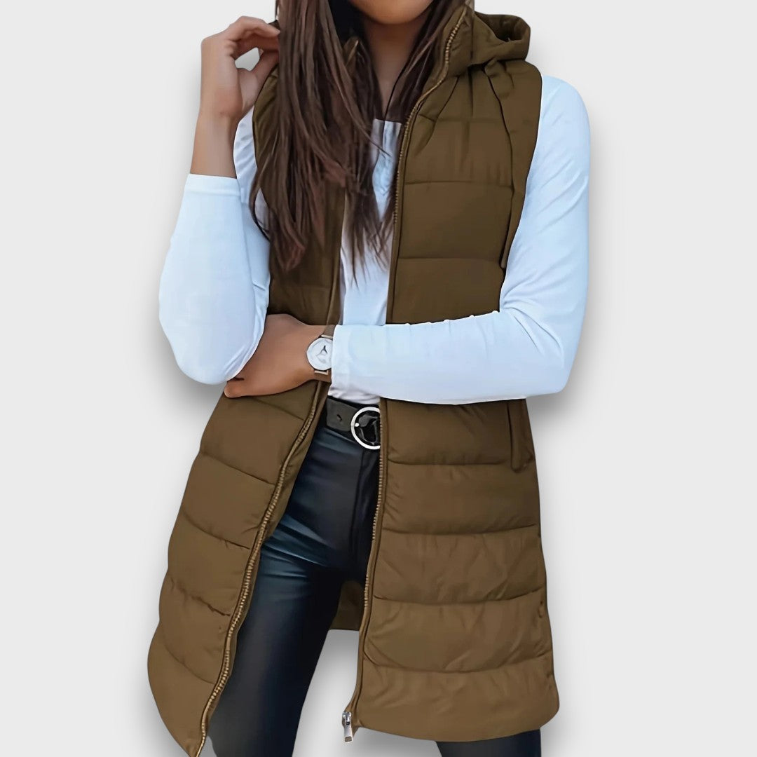 Kaira – Casual sleeveless hooded puffer vest