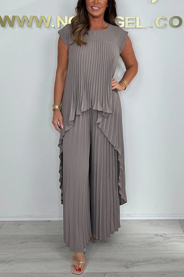 Sherry™ Pleated Midi Top & Wide-Leg Pants Set