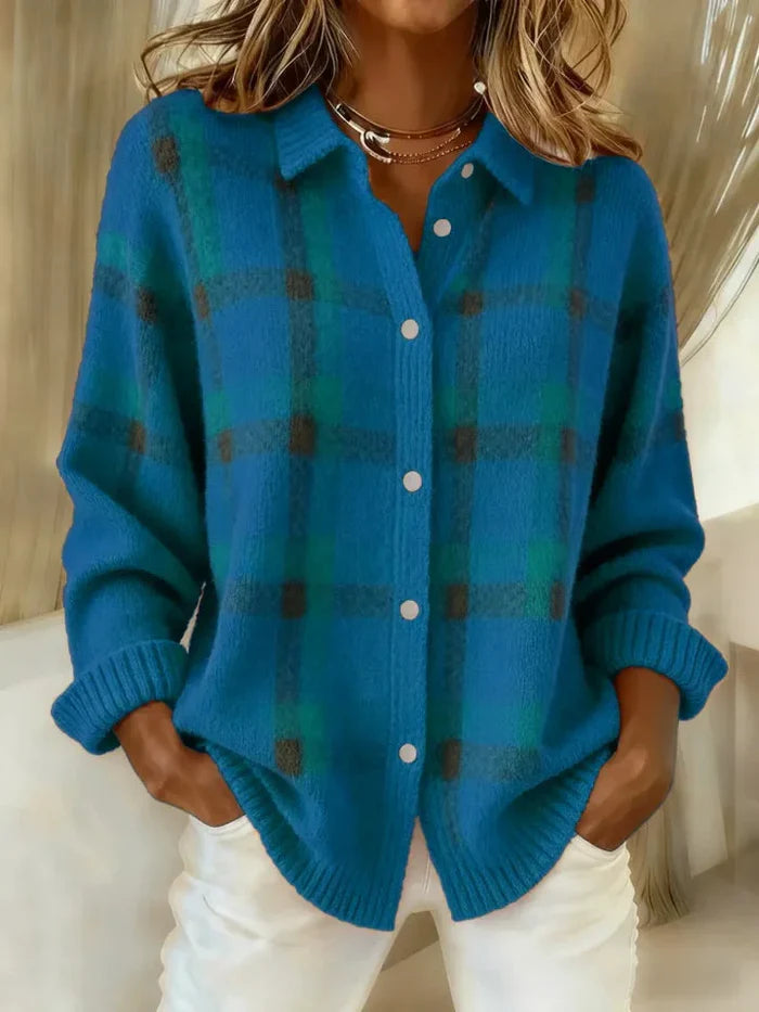 Anny | Plaid Button-Up Knit Sweater