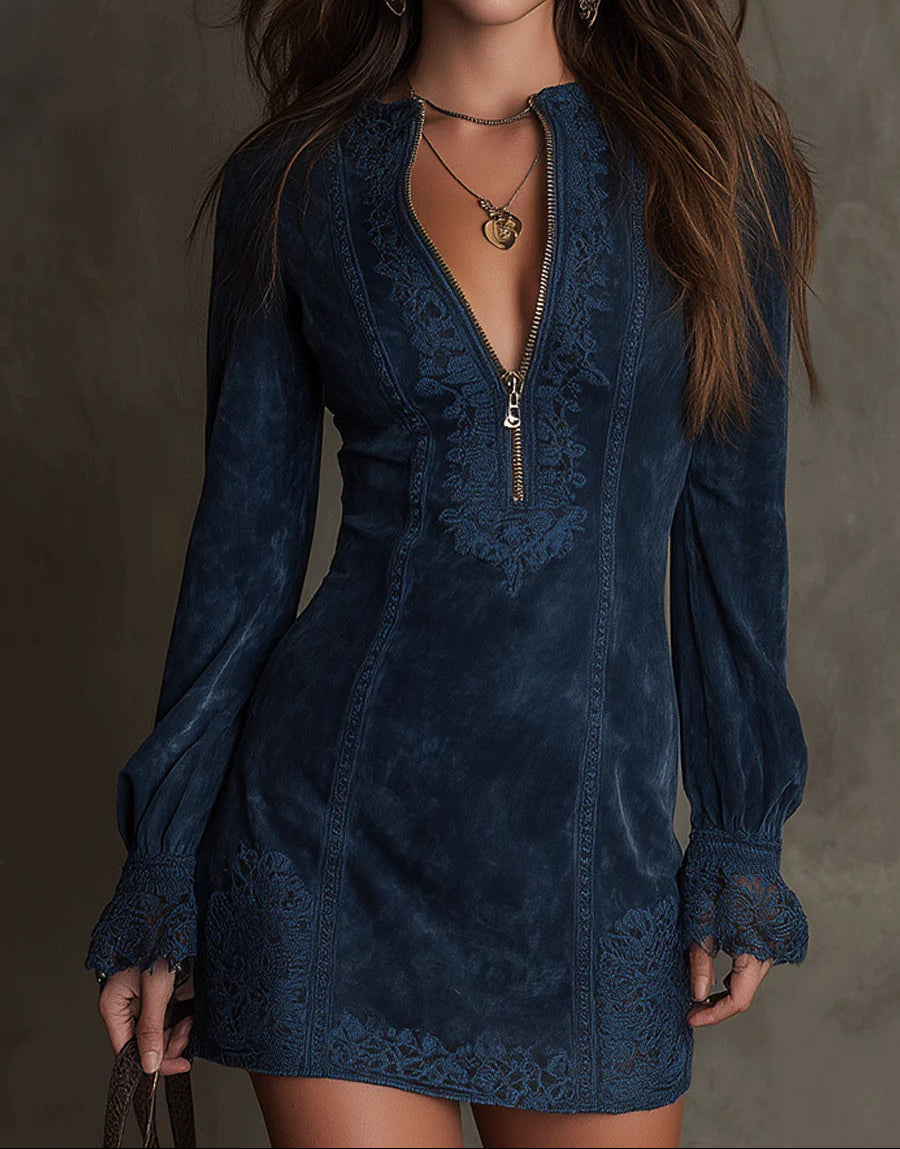 Maya™ | Blue Lace Mini Dress