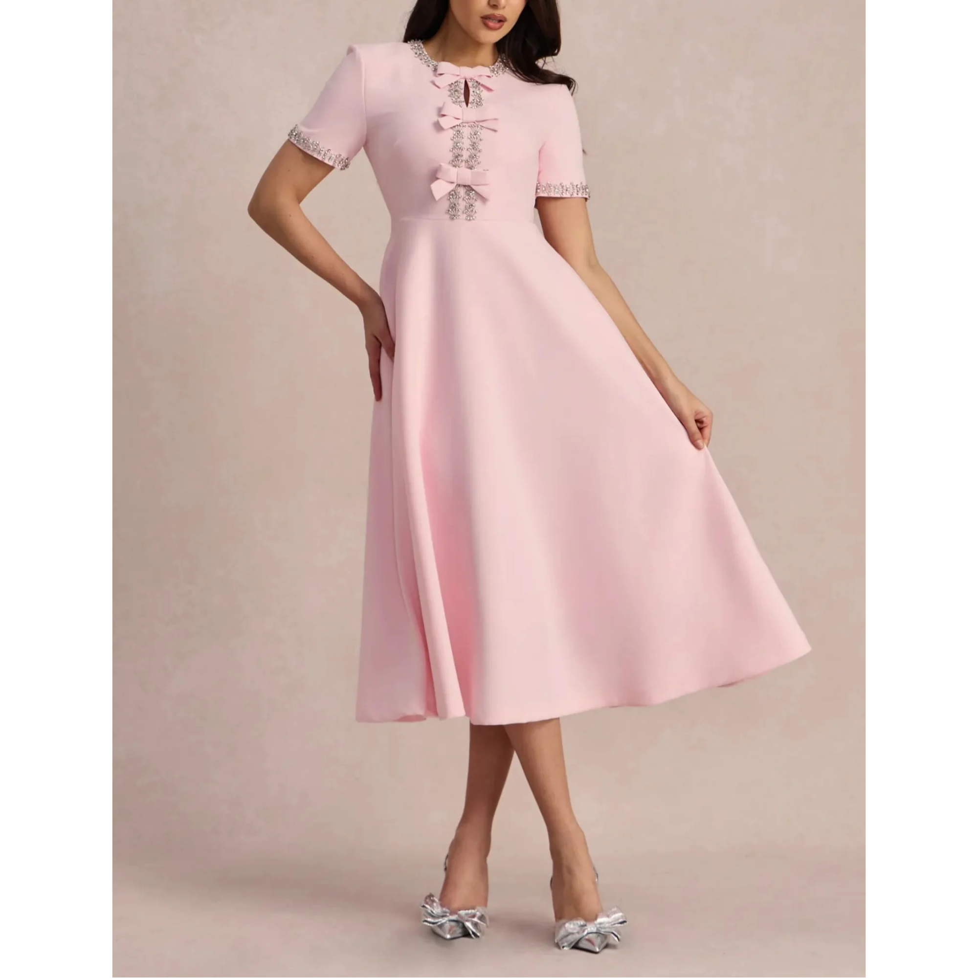 Isabella™ | A-Line Dress with Bows and Beads