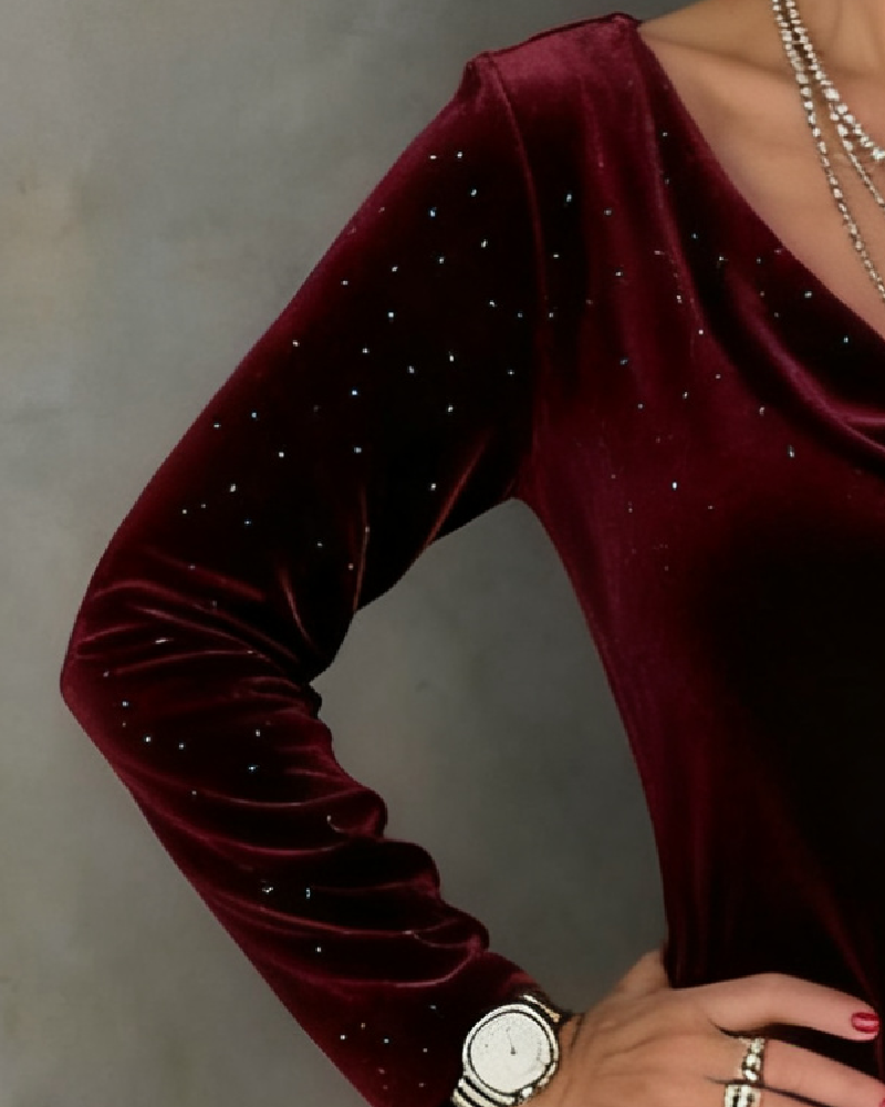 Riley™ | Shimmer Velvet Straight-Cut Dress