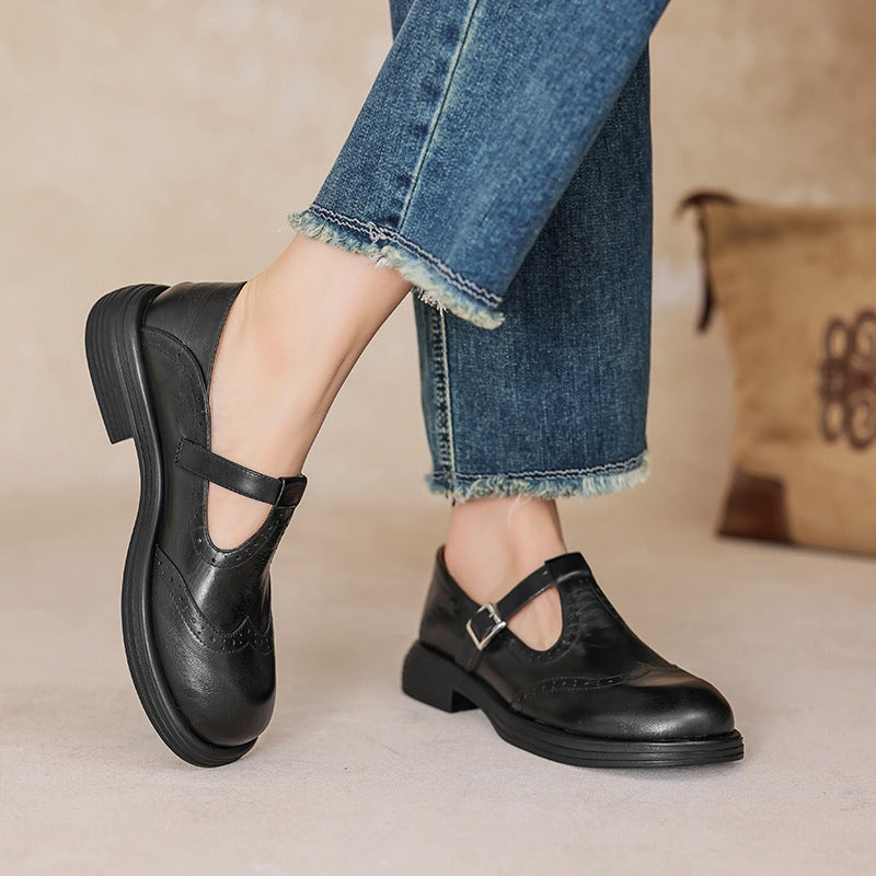 Velda | Elegant Leather Look Mary Jane Shoes