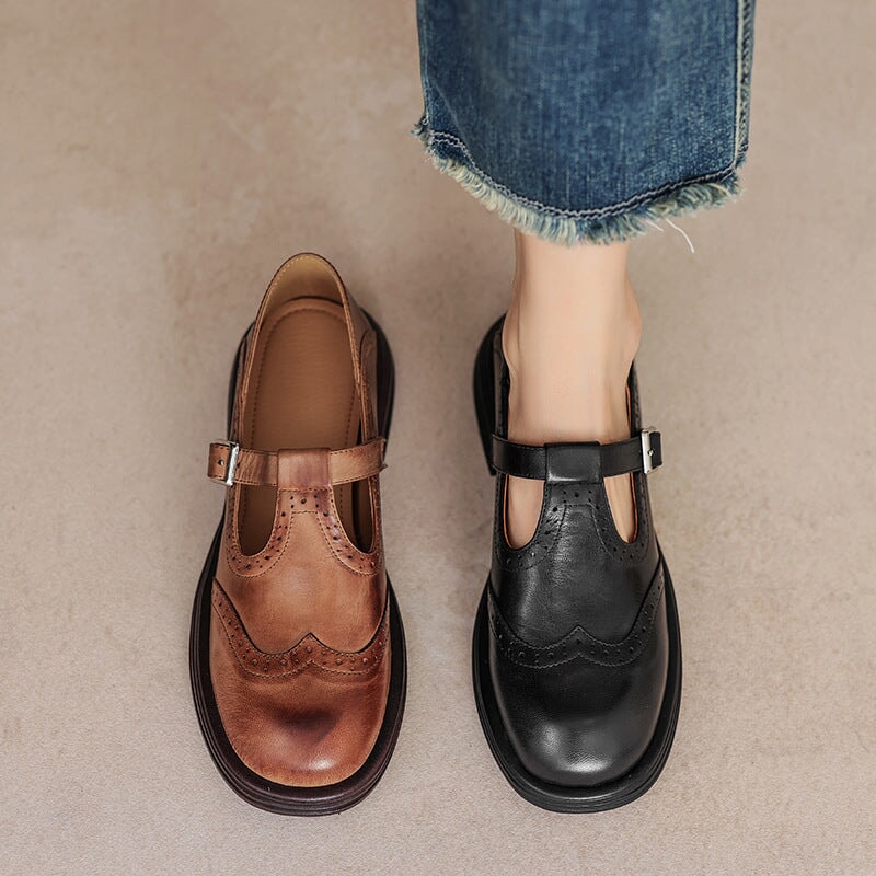 Velda | Elegant Leather Look Mary Jane Shoes